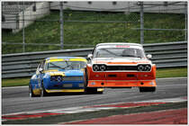 Ford Capri im Doppelpack, beim Zweikampf am Red Bull Ring anlässlich der Veranstaltung Ventilspiel 2015 am 3.10.2015.