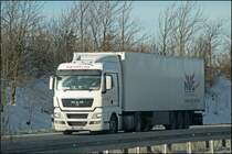 MAN TGX 18.440 von WETRALOG ist in Richtung Sden unterwegs. (11.01.2009)
