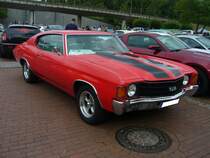 Chevrolet Chevelle SS Coupe von 1972. Das SS Coupe war das sportlichste und leistungsstärkste Modell der Chevelle Baureihe. Der V8-motor hat einen Hubraum von 7443 cm³ und leistet 274 PS. 14. US-Cartreffen am 29.07.2017 im CentroO.