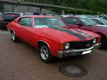 Chevrolet Chevelle SS Coupe von 1972. Das SS Coupe war das sportlichste und leistungsstärkste Modell der Chevelle Baureihe. Der V8-motor hat einen Hubraum von 7443 cm³ und leistet 274 PS. 14. US-Cartreffen am 29.07.2017 im CentroO.