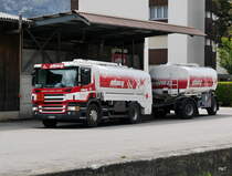 Scania P380 Tanklastwagen mit Anhänger in Meiringen am 04.08.2017