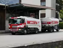 Scania P380 Tanklastwagen mit Anhänger in Meiringen am 04.08.2017