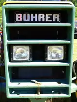 B�hrer Traktorenfabrik AG, K�hlerfront mit Schriftzug an einem Oldtimer-Traktor aus der Schweiz, die Firma wurde 1929 gegr�ndet, Aug.2017