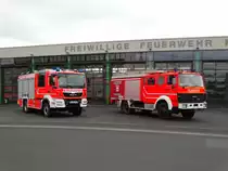 Feuerwehr Kleinostheim MAN TGM HLF20 (Florian Kleinostheim 40/1) und das IVECO/Magirus LF16  bei einen Fototermin am 12.08.17. Das neue Fahrzeug ersetzt das alte 