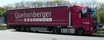 =MAN der Spedition Quehenberger rastet im Mai 2017 an der A 3