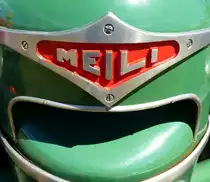 MEILI, Schriftzug am K�hler eines Oldtimer-Traktors der ehemaligen Traktorenbaufirma in der Schweiz, Sept.2017