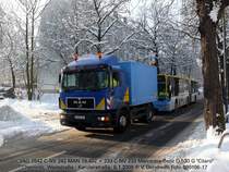 CVAG 2542 C-NV 242 (ex C-NV 300) mit einem nur leicht besch�digtem Gelenk-Citaro auf dem Ka�berg in Chemnitz. Dieser MAN dient als Abschlepp-Lkw und hat einigen Werkstattkleinkram im Kasten.