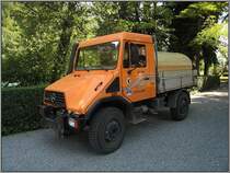 Diesen Unimog des Bauamts von Interlaken habe ich am 28.07.2008 nahe dem Bahnhof Ost in Interlaken aufgenommen.