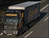 SchwedenPower aus �sterreich: VOLVO FH16 610PS der �sterreichischen Spedition HAIGER ist am 15.01.2009 bei L�denscheid unterwegs. Auf der steigungsreichen A45 kann die Zugmaschine zeigen was sie kann.
