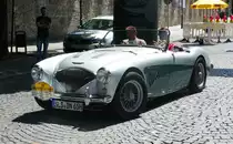 =Austin Healey 100-Six Four-Seater, 102 PS, Bj. 1956, gesehen anl. der ADAC Deutschland Klassik 2017 in Fulda, Juli 2017