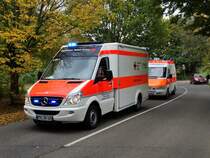 DRK Flörsheim Mercedes Benz Sprinter RTW am 07.10.17 in Kriftel bei einer Katastrophenschutzübung an einer Berufsschule