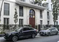 BMW X4 und Audi RS3  in Frankfurt-Westend am 22.09.2017.