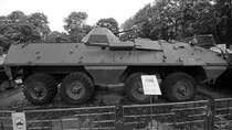 Der amphibische allradgetriebene Truppentransportpanzer SKOT-2AP im Museum der Polnischen Armee (Warschau, August 2011)