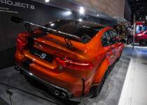 Jaguar XE SV Project 8 (Rückansicht), gesehen auf der IAA 2017 Frankfurt Motor Show (September 2017).