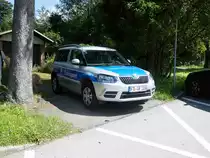 =Skoda Yeti des Ordungsamtes steht im August 2017 am Schwarzen Moor