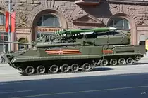 Generalprobe am 7.5.2016 für die Parade zum 71. Jahrestag des Siegs über Nazi-Deutschland im Zweiten Weltkrieg in Moskau. Im Bild ein Schützenpanzer BMP-3M.