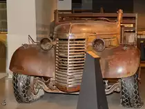 Dieser 1980 in der Ägyptischen Wüste entdeckte Chevrolet WB30 4x2 gehörte zu der Long Range Desert Group, einer Spezialeinheit der Britischen Armee im Zweiten Weltkrieg. (IWM London, Februar 2015)