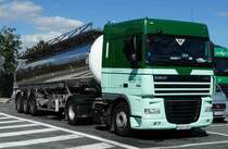 =DAF XF-Tanksattelzug von FRAMOS aus Spanien rastet auf einem Rastplatz südlich von Mailand, 09-2017