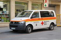 Unbekanntes  Slick-Top  Einsatzfahrzeug auf VW T5 des Bayrischen Roten Kreuz, Kreisverband Bereitschaft Ismaning, Wasserrettungs Ortsgruppe Unterföhring, fotografiert am 20.Mai 2017 in München