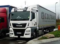 =MAN-Sattelzug von COLTRANS steht auf einem Rastplatz an der A 3 im November 2017
