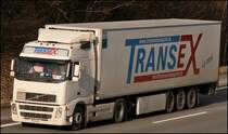 Volvo FH 480PS der schweizerischen Spedition TRANSEX bei Ldenscheid. (28.01.2009)
