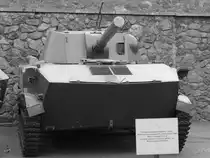 Die Selbstfahrlafette 2S9 Nona-S mit der Kanonenhaubitze 2A60 im Nationalen Museum der Geschichte der Ukraine im 2. Weltkrieg. (Kiev, April 2016)