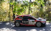 Ford Fiesta R5 (Seitenansicht) auf der Mecsek Rallye OB am 15.10.2017.