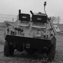 Der MOWAG Sonderwagen 1 (SW1) in den Farben des Bundesgrenzschutzes im Grenzmuseum Schifflersgrund. (Bad Sooden-Allendorf, November 2016)