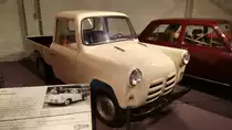 DAF Handywagon. 1965 - 1967. Im Jahr 1964 suchte die Arkansas Louisiana Gas Company (ARKLA) nach einem ökonomisch, kleinen Pickup mit Automatigetriebe und einer Zuladungskapazität von 250 Kilogramm. Die Konstrukteure in Eindhoven entwarfen den Handywagon, der beim Auftraggeber gefiel. 100 Fahrzeuge wurden an den Auftraggeber geliefert. Die Motorisierung stammt vom DAF 750. DAF-Museum Eindhoven am 05.01.2018.