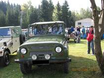 UAZ-469 Geländewagen Nachfolger vom P 3 Einsatz NVA und Grenztruppen auch in einigen Betrieben wurde er Eingesetzt Z.B. Energiewirtschaft ,Tagebau , Landwirtschaft u.s.w Bild habe ich am 03.10.2008 gemacht.
