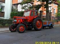 MTS 52 BJ:1971 mit DDR PKW Anhänger Eigenbau Bild habe ich in Nordhausen am 01.09.2012 gemacht