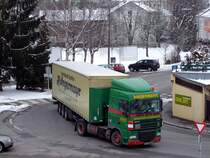 DAF XF95.105 einer gro�en Rieder Spedition kehrt zur Firmenzentrale zur�ck; 090130