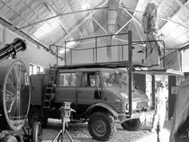 Ein alter Unimog U110-404-Somati P750 der Belgischen Luftwaffe. (Historical Centre Beauvechain, Juni 2004)