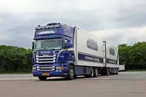 Scania R500 V8 von Bastrans als Kühlhängerzug in Breuna an der A44. 1.07.2012