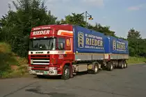 Scania 164L 580 V8 als Hängerzug des Schüttgut Transportunternehmens Rieder aus Österreich. Eine seltene aber sehr schöne Kombination. Breuna A44 05.07.2010