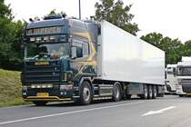 Scania 164L 480 V8 Topline mit Kühlsattel und 4 Vierbeiniger Alarmanlage in Breuna A44. 03.08.2012