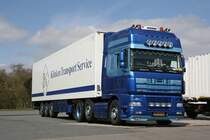 DAF XF95 SSC 6x2/4 von Klinken Transport mit Kühlauflieger in Breuna A44. 22.04.2010