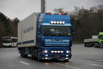 DAF XF95 SSC mit Kühlauflieger in Breuna A44. 04.02.2010