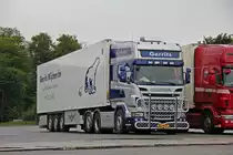 Scania R620 V8 Topline 6x2 von Gerrits mit Kühlauflieger. Breuna A44 15.06.2012