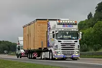 Scania Topline unterwegs auf der A44 zwischen Zierenberg und Breuna. 20.08.2013