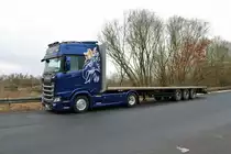 Neue Scania Sattelzugmaschine am 20.03.18 in Rodenbach (Main Kinzig Kreis)