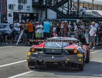 Rückansicht eines Ferrari 488 GTB in der Blanckpain Cup, fotografiert am 26.08.2017.