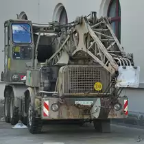 Der Autokran Faun O&K ALF 33/20 der Bundeswehr aus dem Jahr 1959 im Militärhistorischen Museum der Bundeswehr. (Dresden, April 2018)