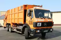 Max Spahn und Sohn KG Mercedes Benz Actros 2628 Speermüllwagen mit Schörling 2R Aufbau am 21.04.18 in Maintal bei einen Fototermin