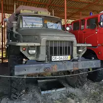Ein Ural 375 Kofferfahrzeug im April 2018 im Flugplatzmuseum Cottbus.