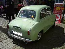 Heckansicht einer Glas Goggomobil T250 Limousine aus dem Modelljahr 1963. Oldtimertreffen Essen-Kettwig am 01.05.2018.