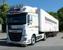 =DAF XF der Spedition KIND steht auf dem Rasthof Fulda-Nord im Mai 2018