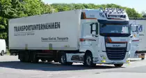 =DAF XF der Spedition KIND steht auf dem Rasthof Fulda-Nord im Mai 2018