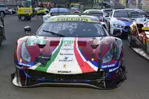LM GTE Nr.51, AF Corse, Ferrari 488 GTE Evo, Fahrer: Alessandro Pier Guidi & James Calado.  Langstrecken-WM (FIA WEC) – Sechs Stunden von Spa-Francorchamps 5.Mai 2018, nach dem Rennen ( zusammen geklebt)