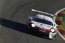 Frontal Aufnahme des Porsche RSR, LM GTE Nr.92 Pro, Porsche GT Team, Fahrer: Michael Christensen & Kévin Estre. Langstrecken-WM (FIA WEC) – Sechs Stunden von Spa-Francorchamps 5.Mai 2018